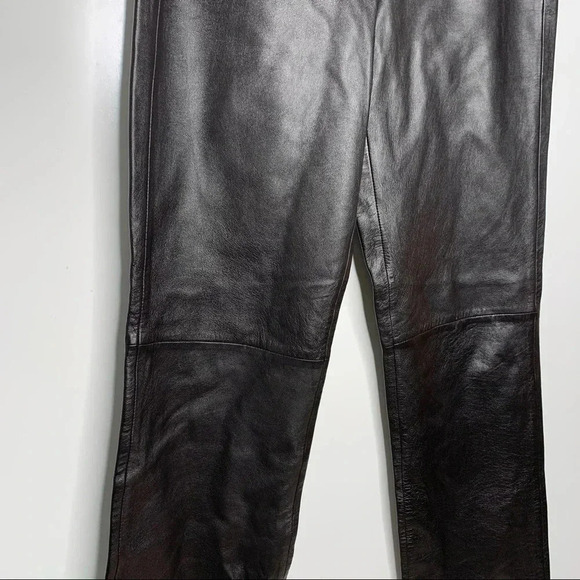 DKNY NWOT 100% Leather Black Mid Rise Bootcut Pants Size 8 - Picture 5 of 11